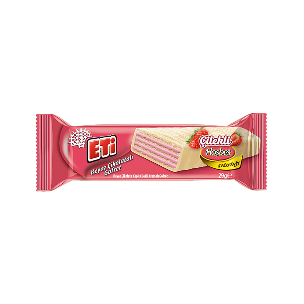 Eti Çilekli Beyaz Çikolatalı Gofret